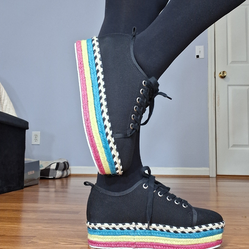 Betsey Johnson Black Rainbow Platform Sneakers